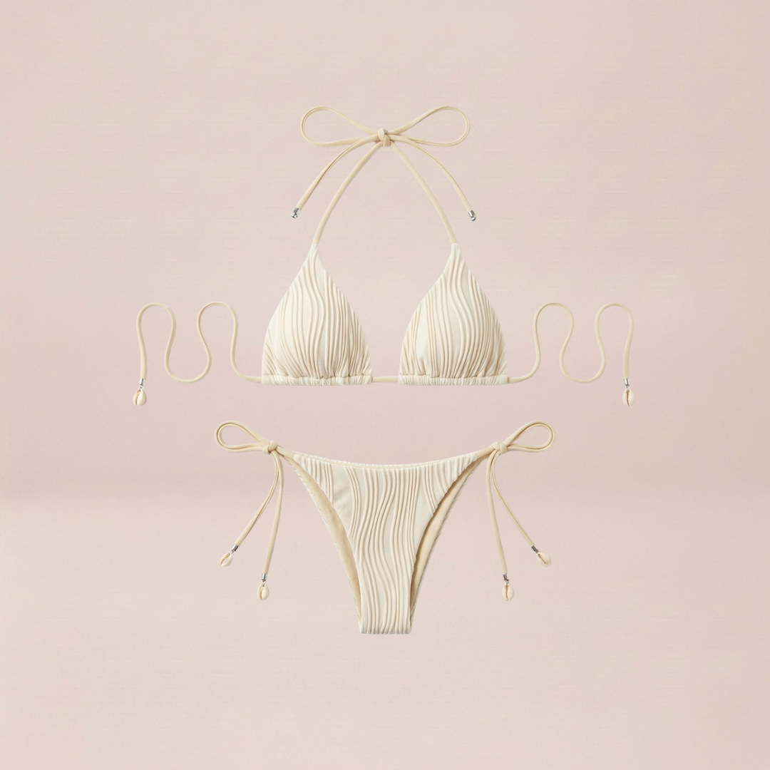 Crinkle Tie White Bikini
