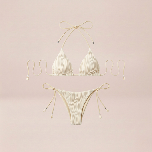 Crinkle Tie White Bikini