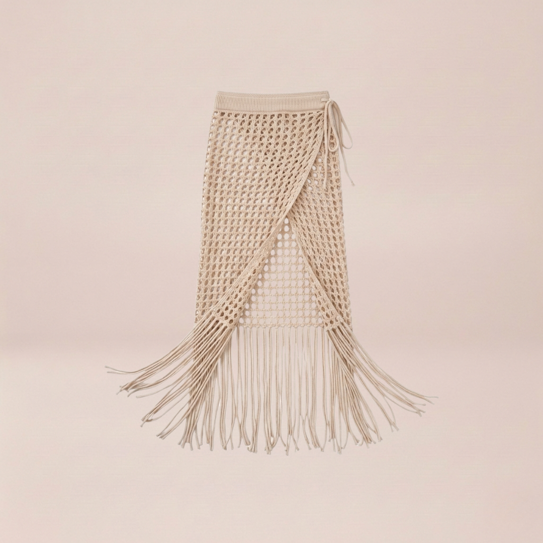 Crochet Wrap Skirt with Fringe