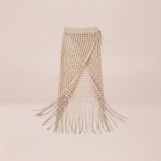 Crochet Wrap Skirt with Fringe