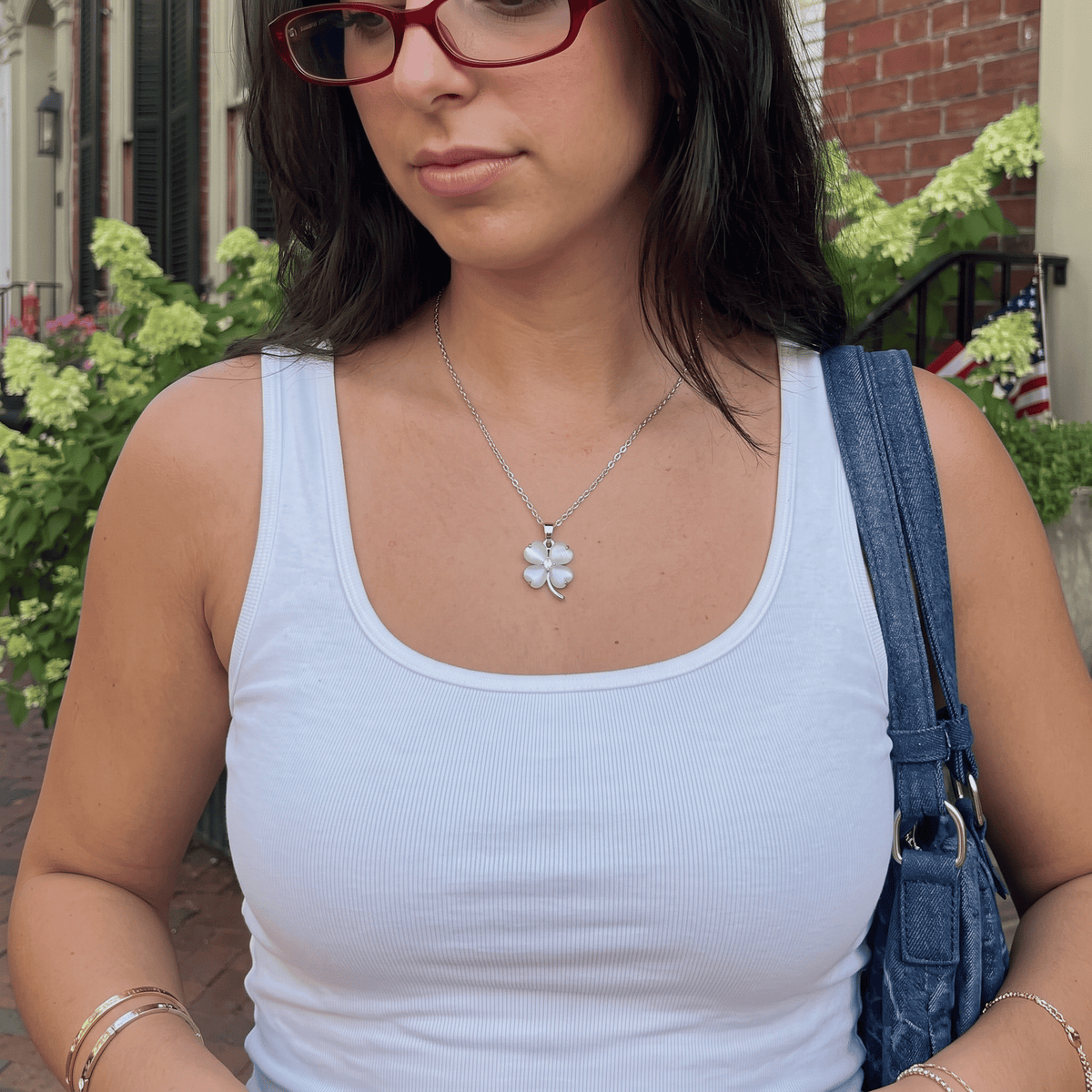 Mother-of-Pearl Clover Pendant Necklace