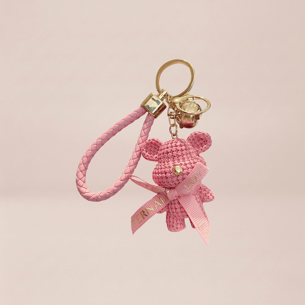 The Crocheted Bear Ribbon Keychain