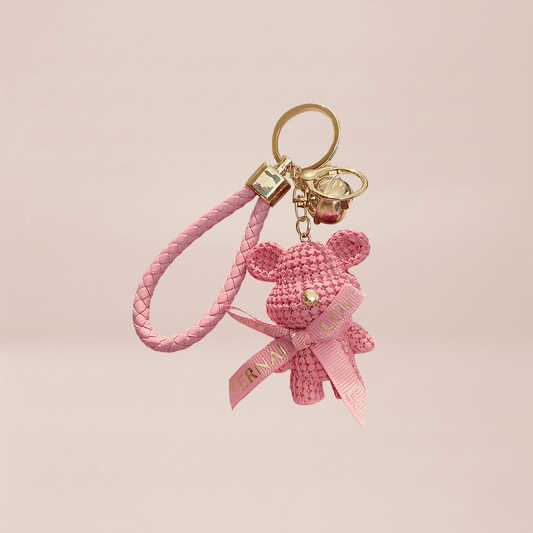 The Crocheted Bear Ribbon Keychain