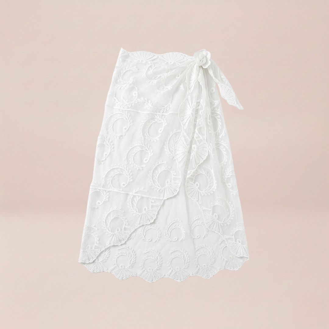 Embroidered Lace Wrap Skirt