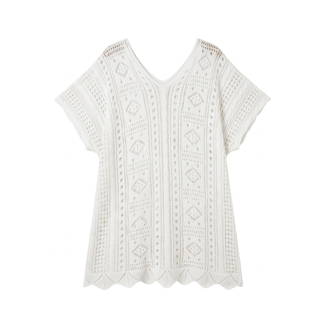 White Tie-Dye Beach Tunic