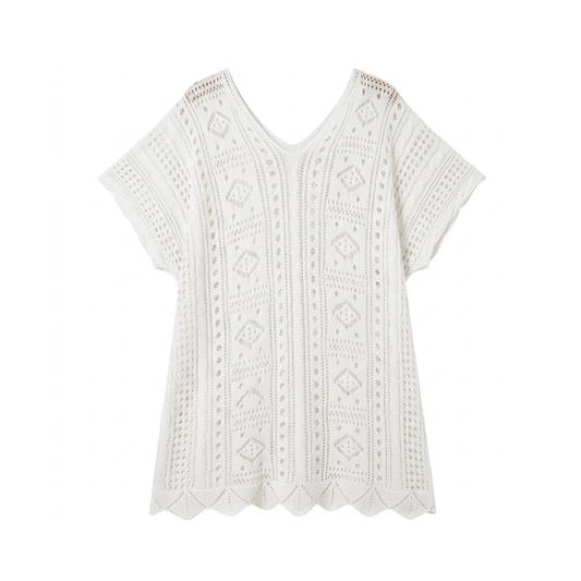 White Tie-Dye Beach Tunic