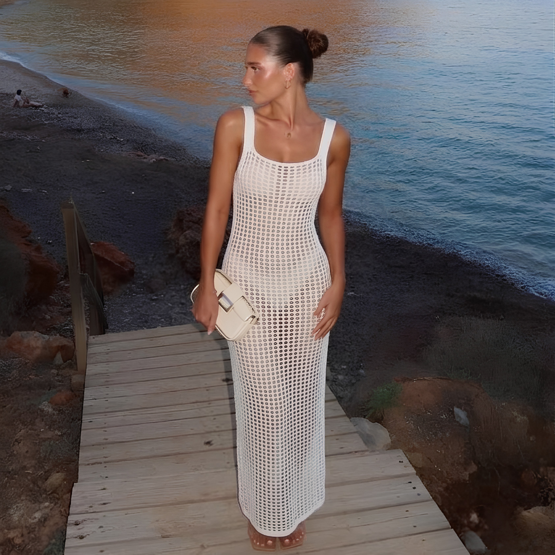 Open-Weave Crochet Maxi Dress