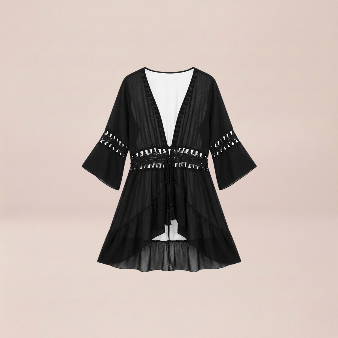 Crochet-Trim Kimono Cover-Up