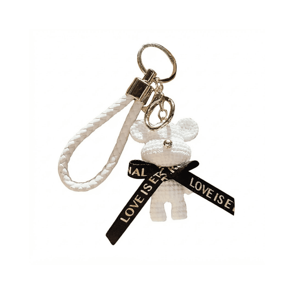 The Crocheted Bear Ribbon Keychain