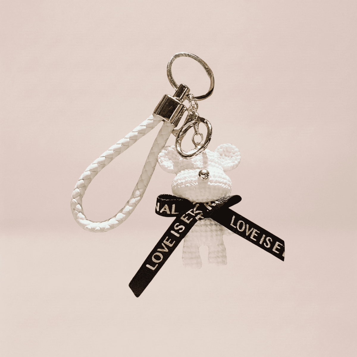 The Crocheted Bear Ribbon Keychain
