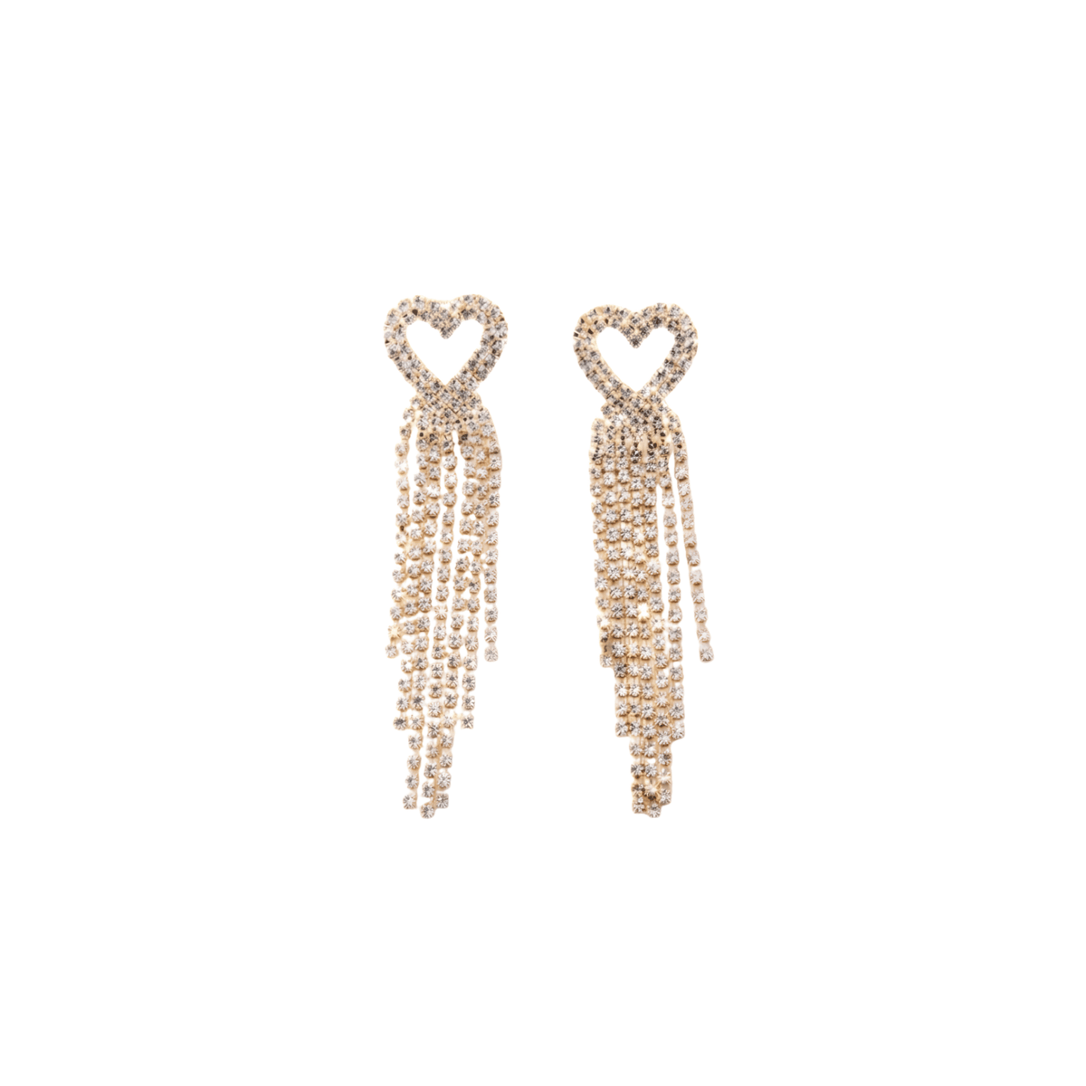Pavé Heart Fringe Drop Earrings