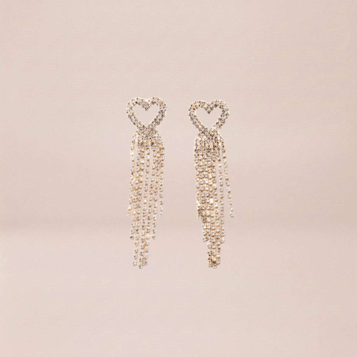 Pavé Heart Fringe Drop Earrings