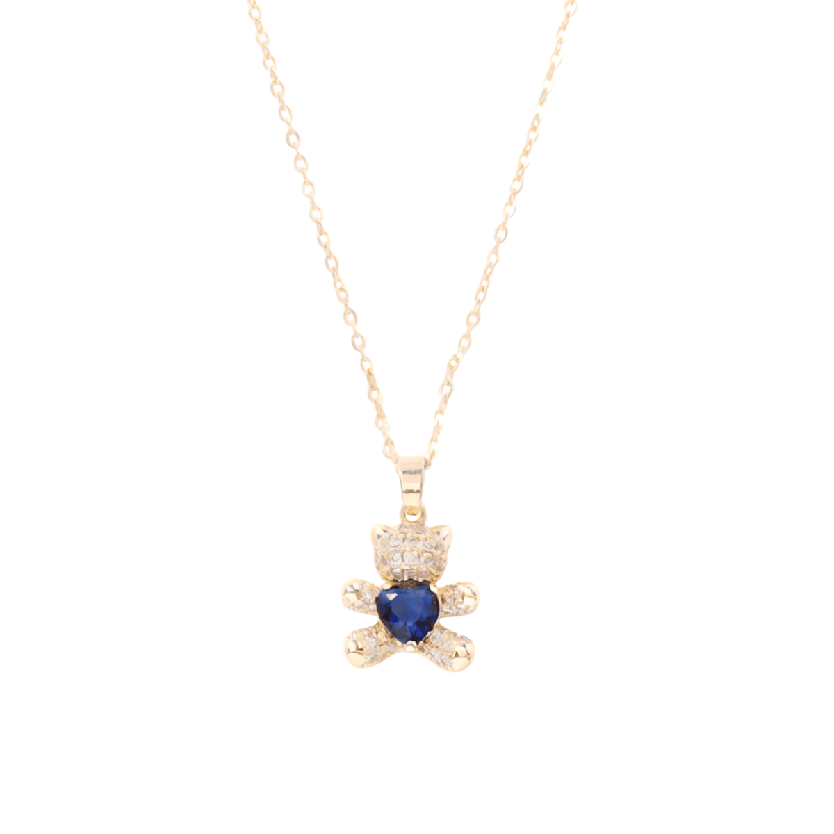 Crystal Teddy Heart Pendant Necklace