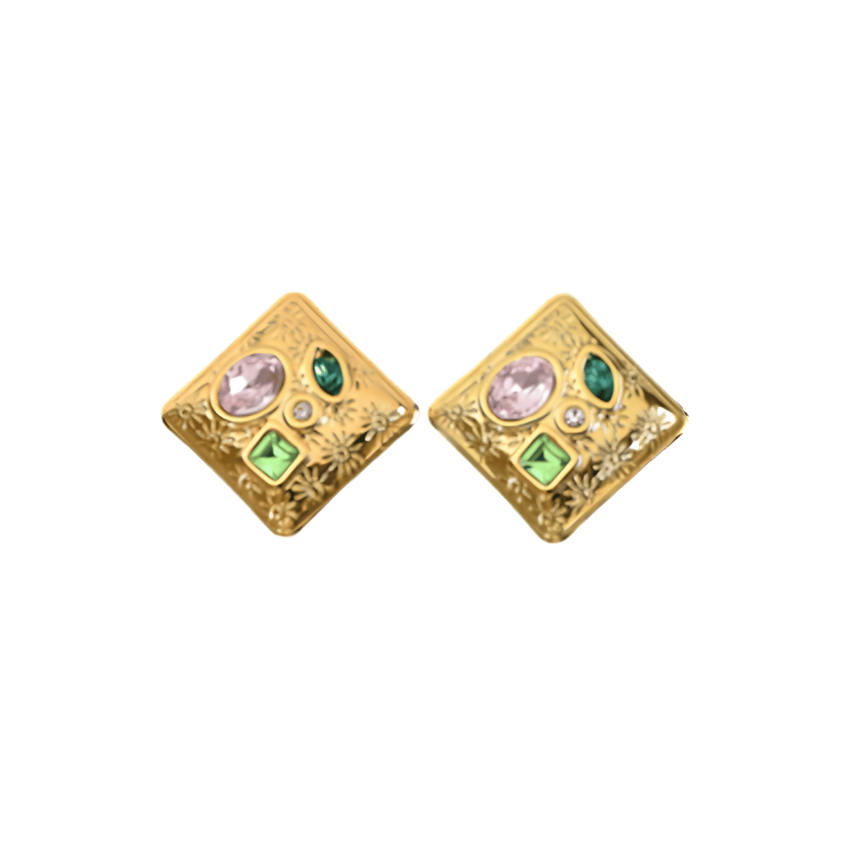 Mosaic Gemstone Stud Earrings