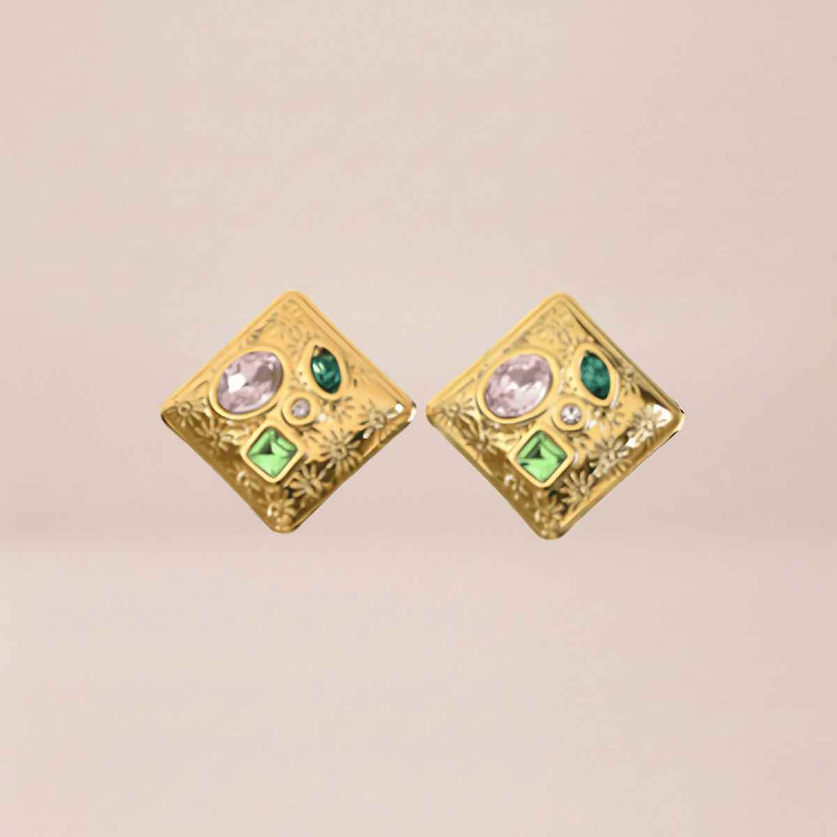 Mosaic Gemstone Stud Earrings