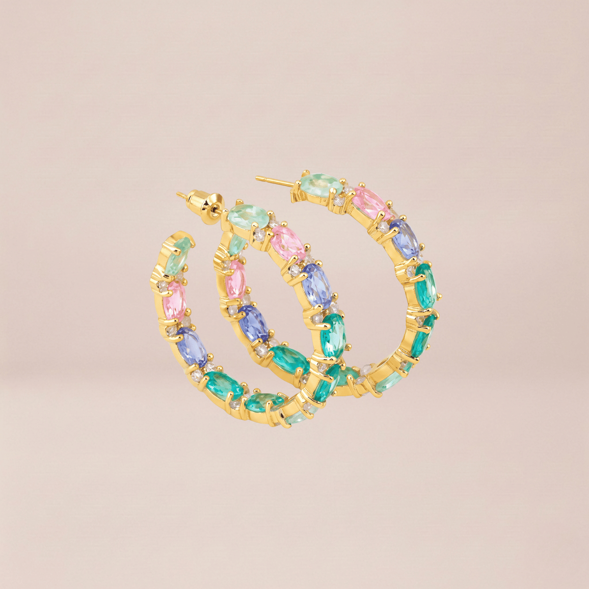 Rainbow Pastel Hoop Earrings