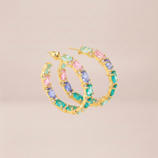 Rainbow Pastel Hoop Earrings