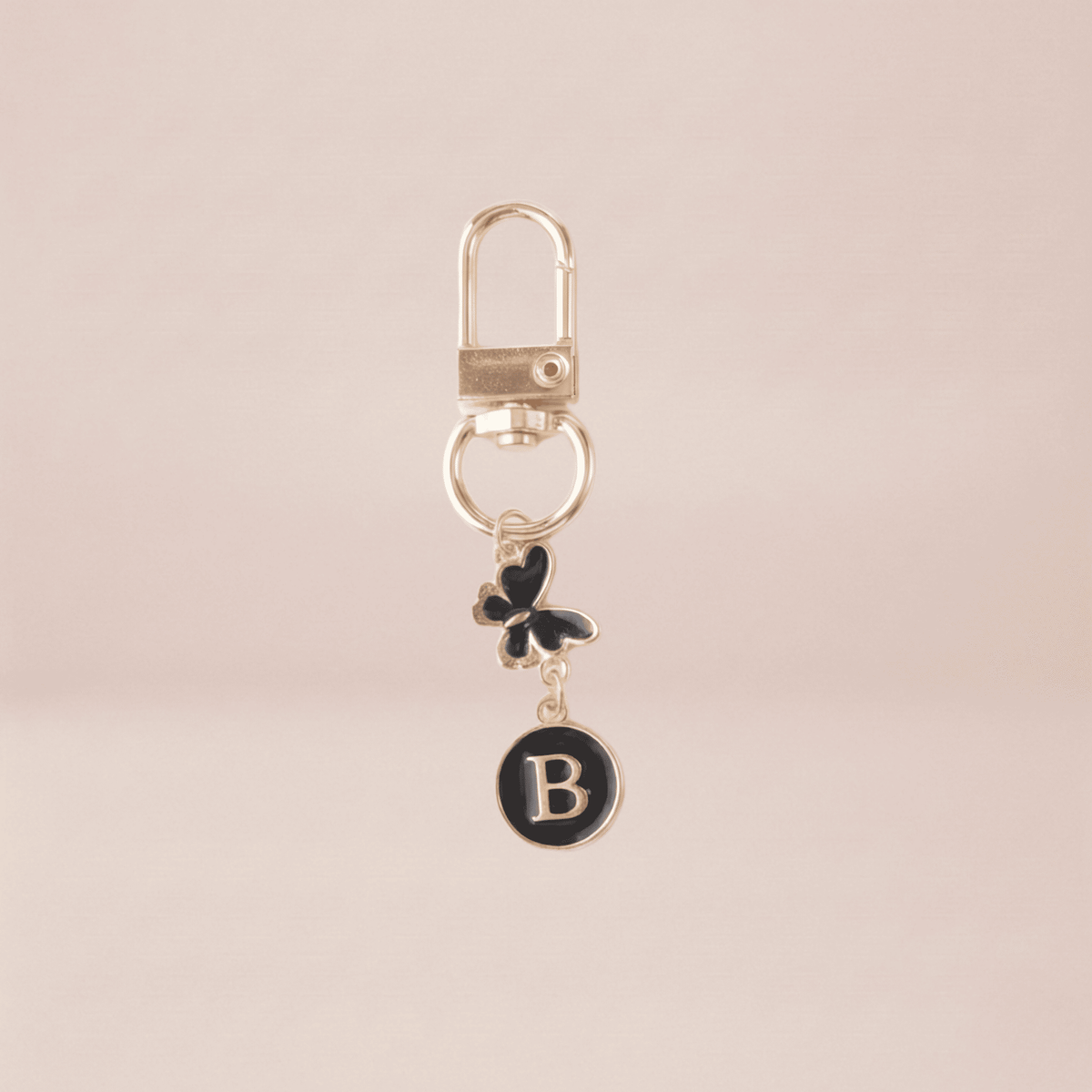 Noir Butterfly Monogram Keychain