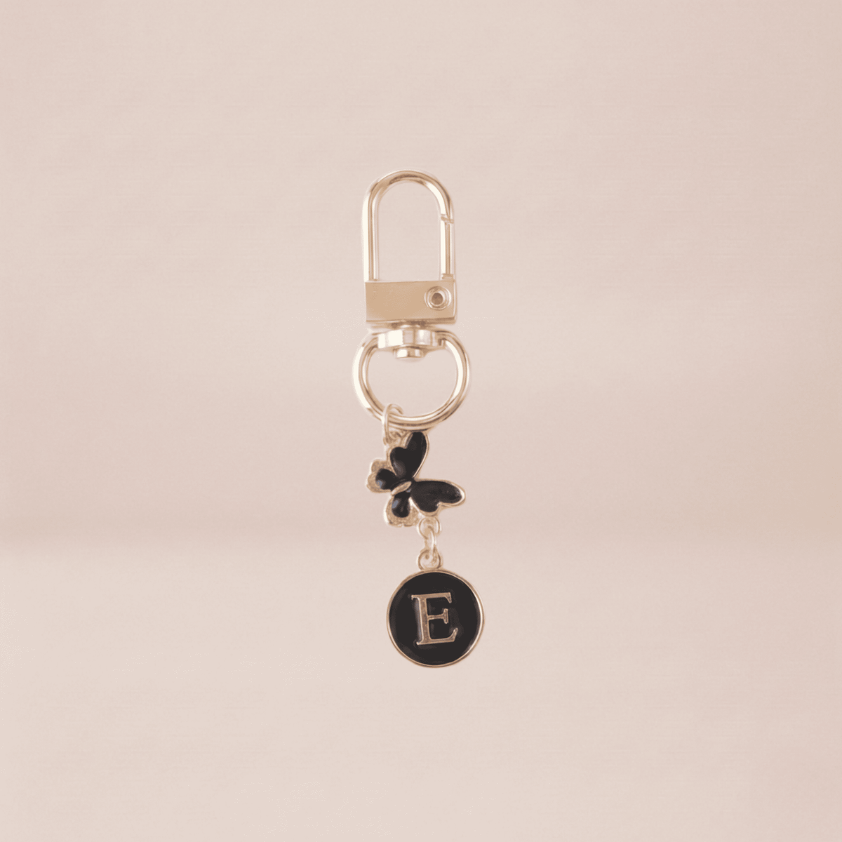 Noir Butterfly Monogram Keychain