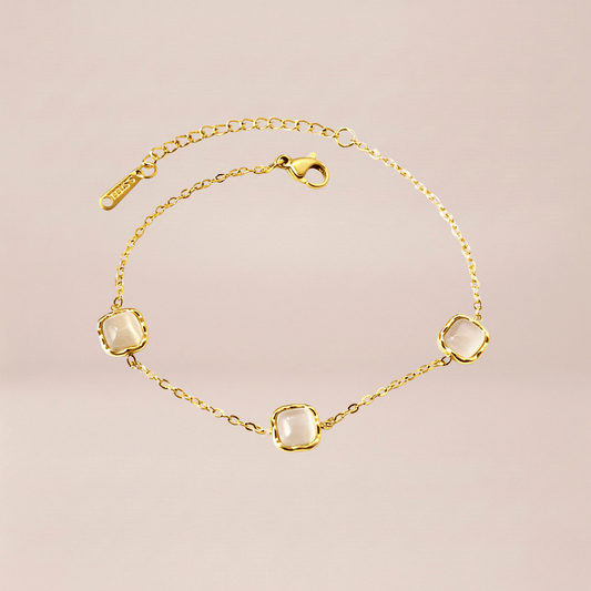 Bezel-Set Gemstone Station Bracelet