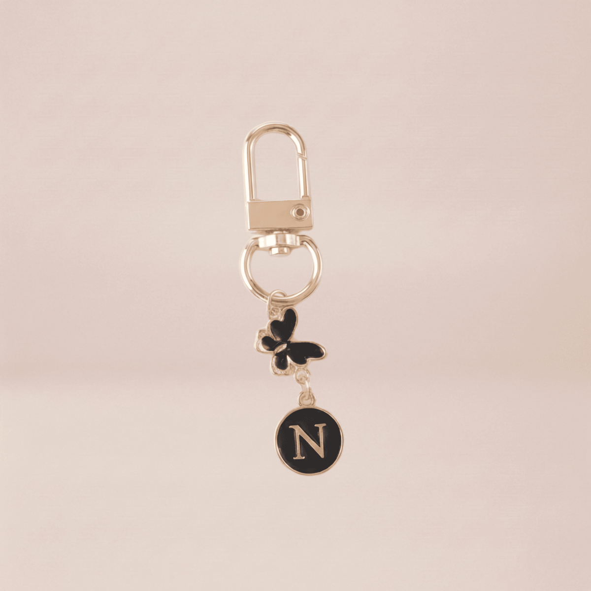 Noir Butterfly Monogram Keychain