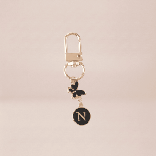 Noir Butterfly Monogram Keychain
