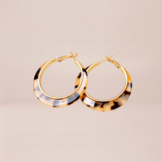 Tortoiseshell Resin Hoop Earrings