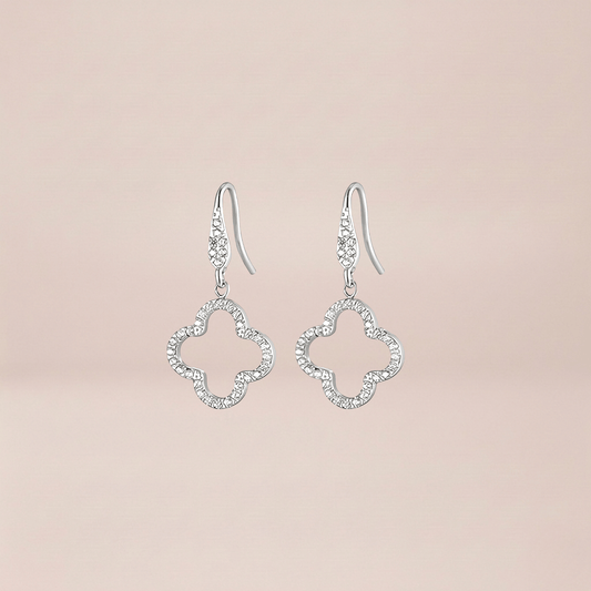 Pavé Clover Drop Earrings