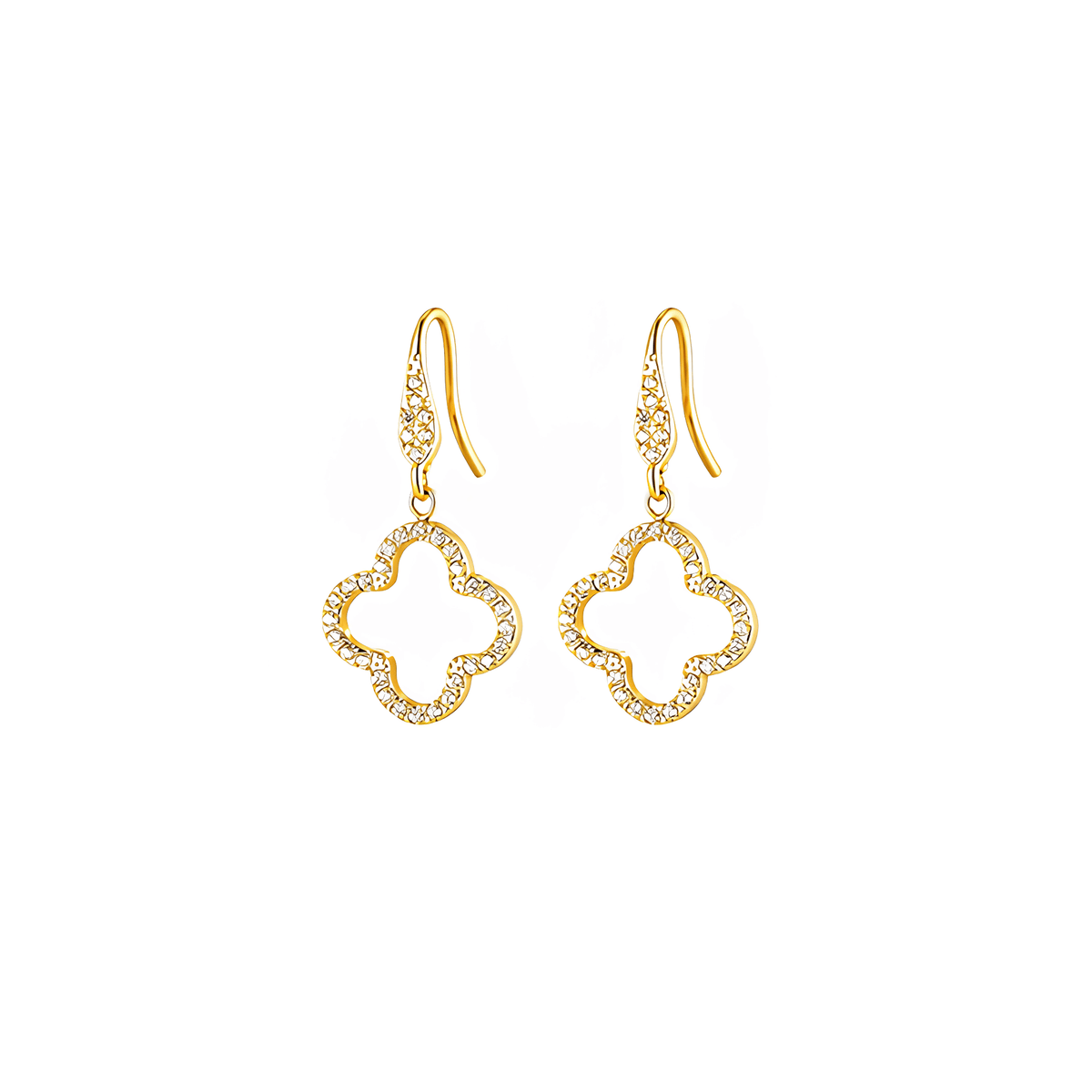 Pavé Clover Drop Earrings