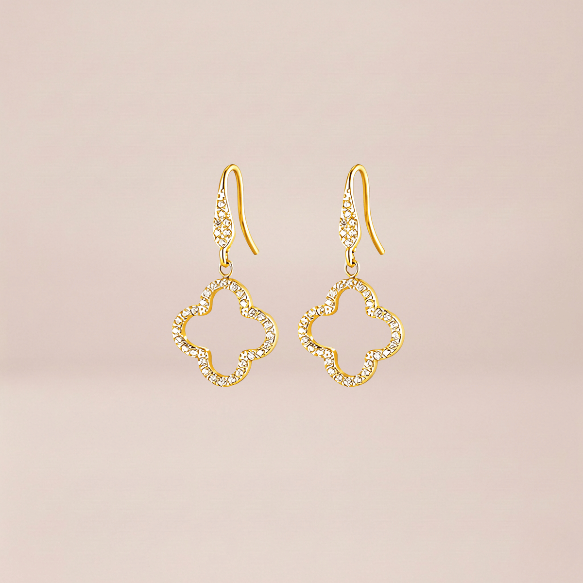 Pavé Clover Drop Earrings