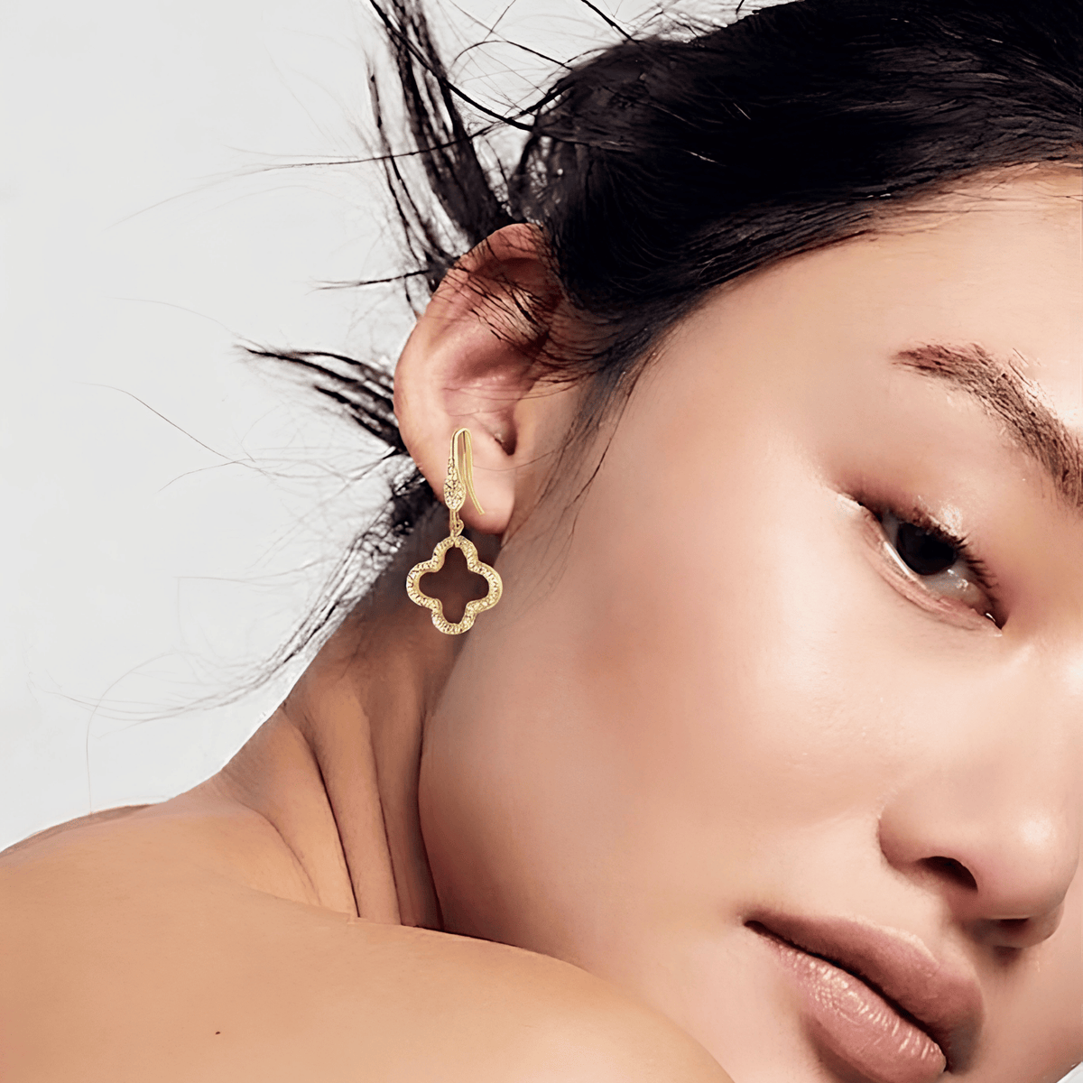 Pavé Clover Drop Earrings