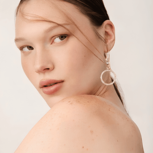 Pavé Halo Circle Drop Earrings