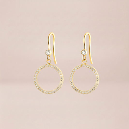 Pavé Halo Circle Drop Earrings