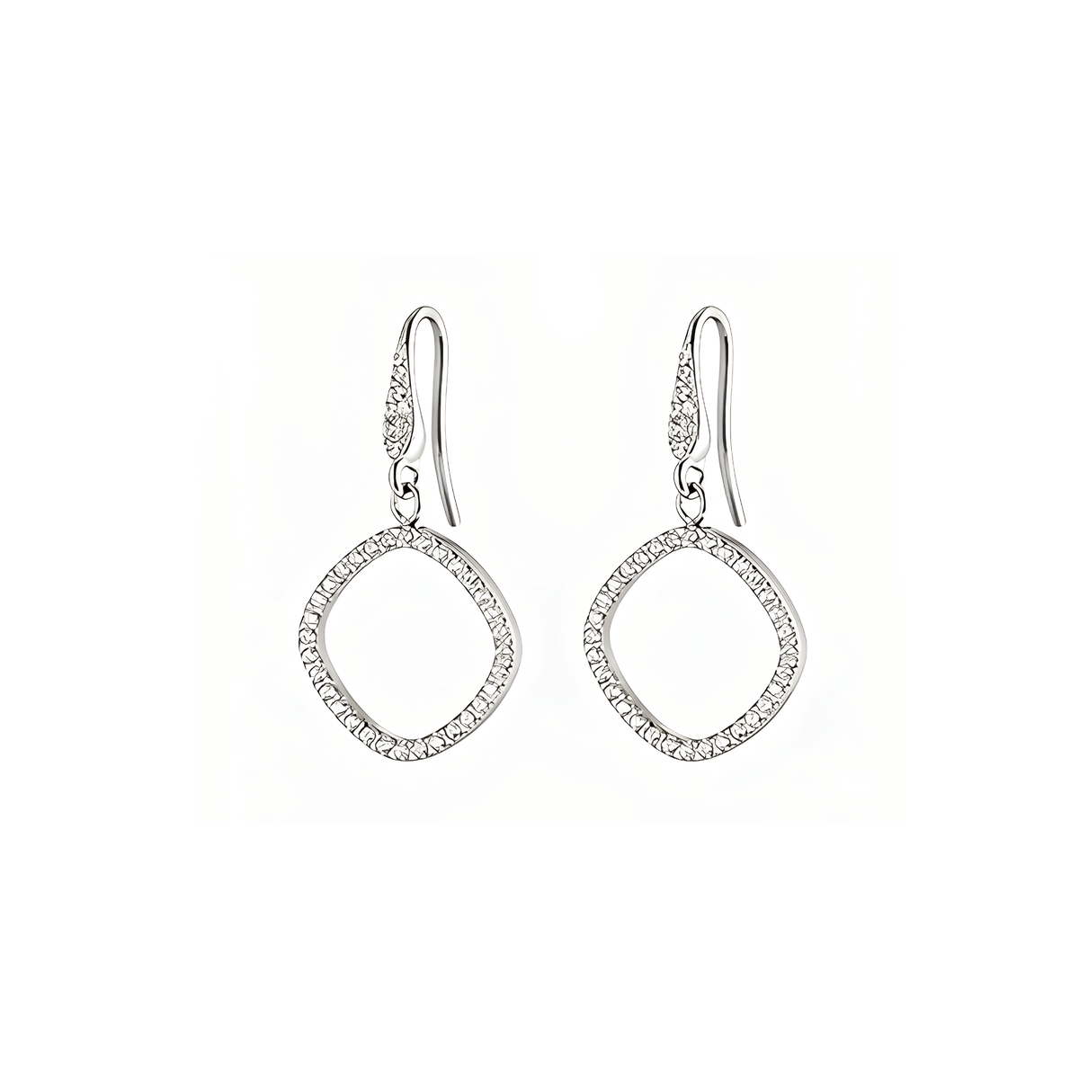 Pavé Geometric Square Drop Earrings