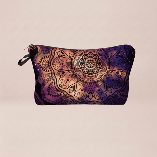 Cosmic Amethyst Mandala Cosmetic Pouch