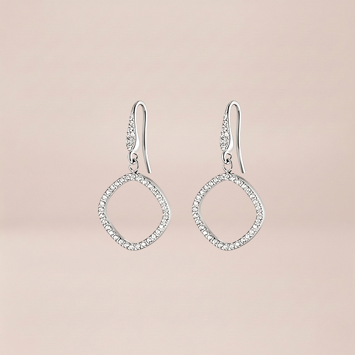 Pavé Geometric Square Drop Earrings
