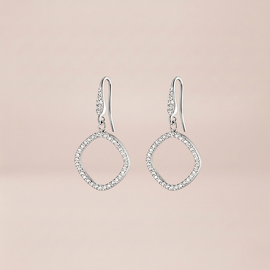Pavé Geometric Square Drop Earrings