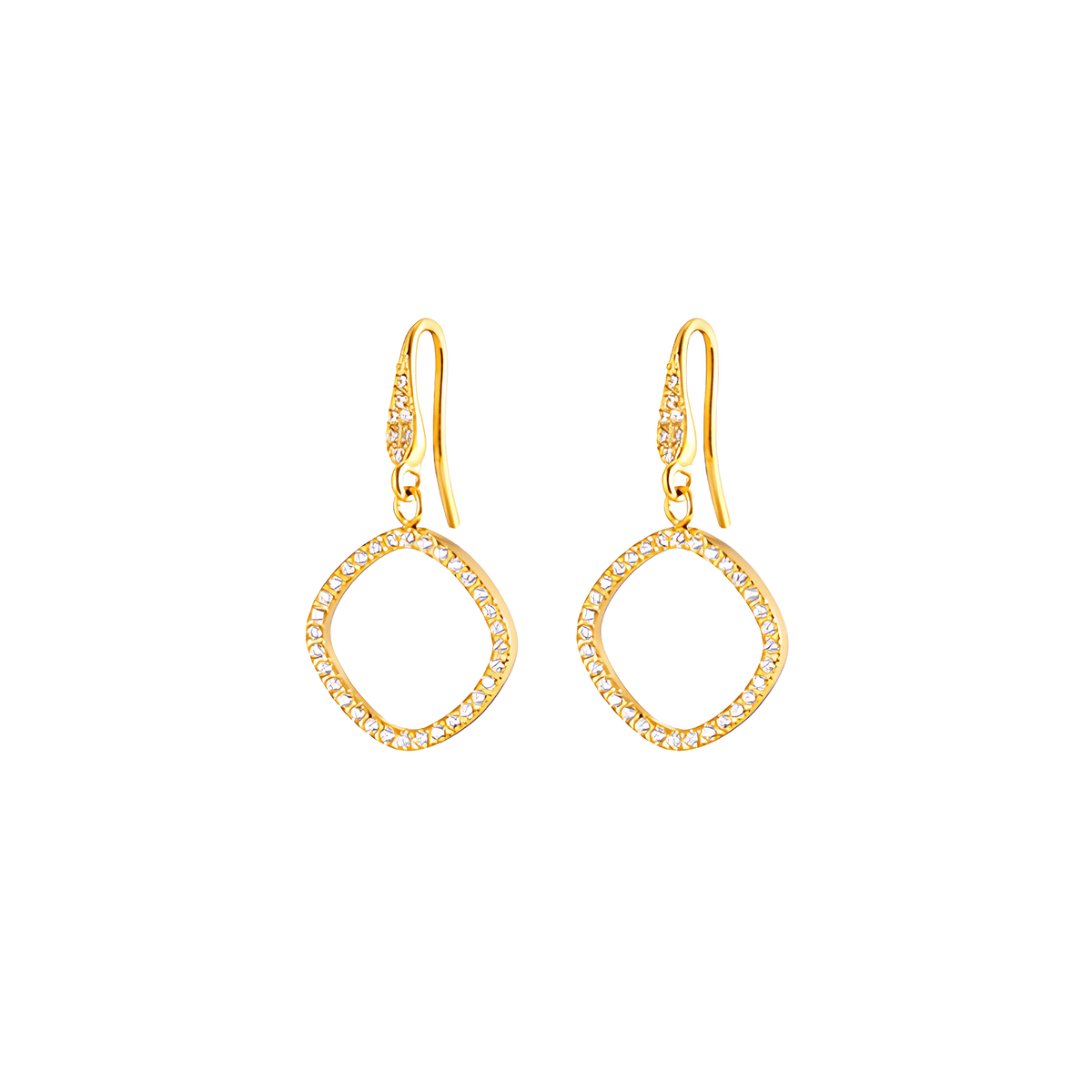 Pavé Geometric Square Drop Earrings