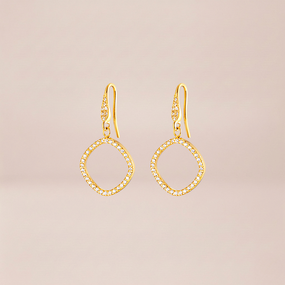 Pavé Geometric Square Drop Earrings