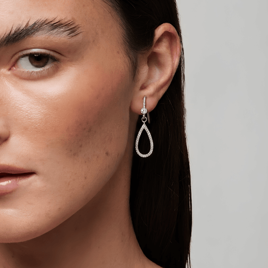 Pavé Teardrop Drop Earrings