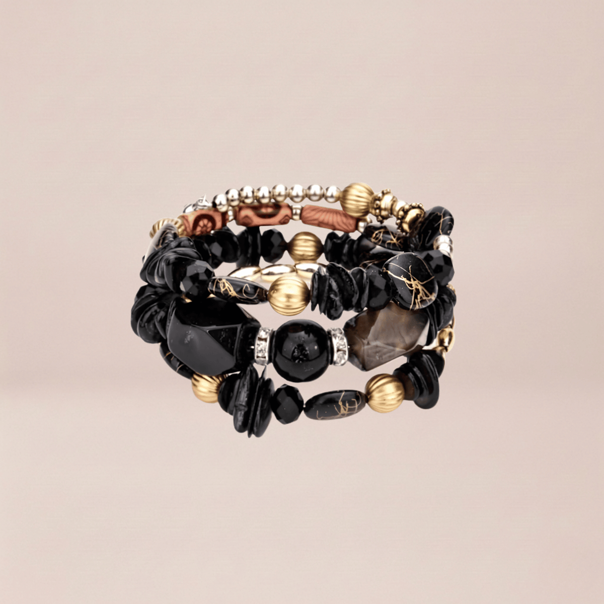 Multi-Texture Beaded Wrap Bracelet