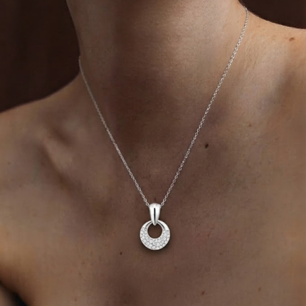 The Geometric Pave Halo Pendant