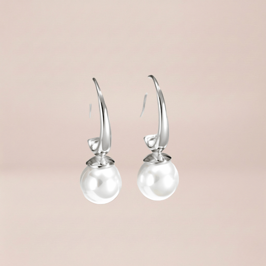 Sculptural Hook Pearl Drop Earrings