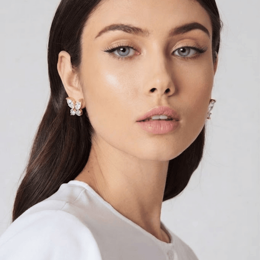 Crystal Butterfly Stud Earrings