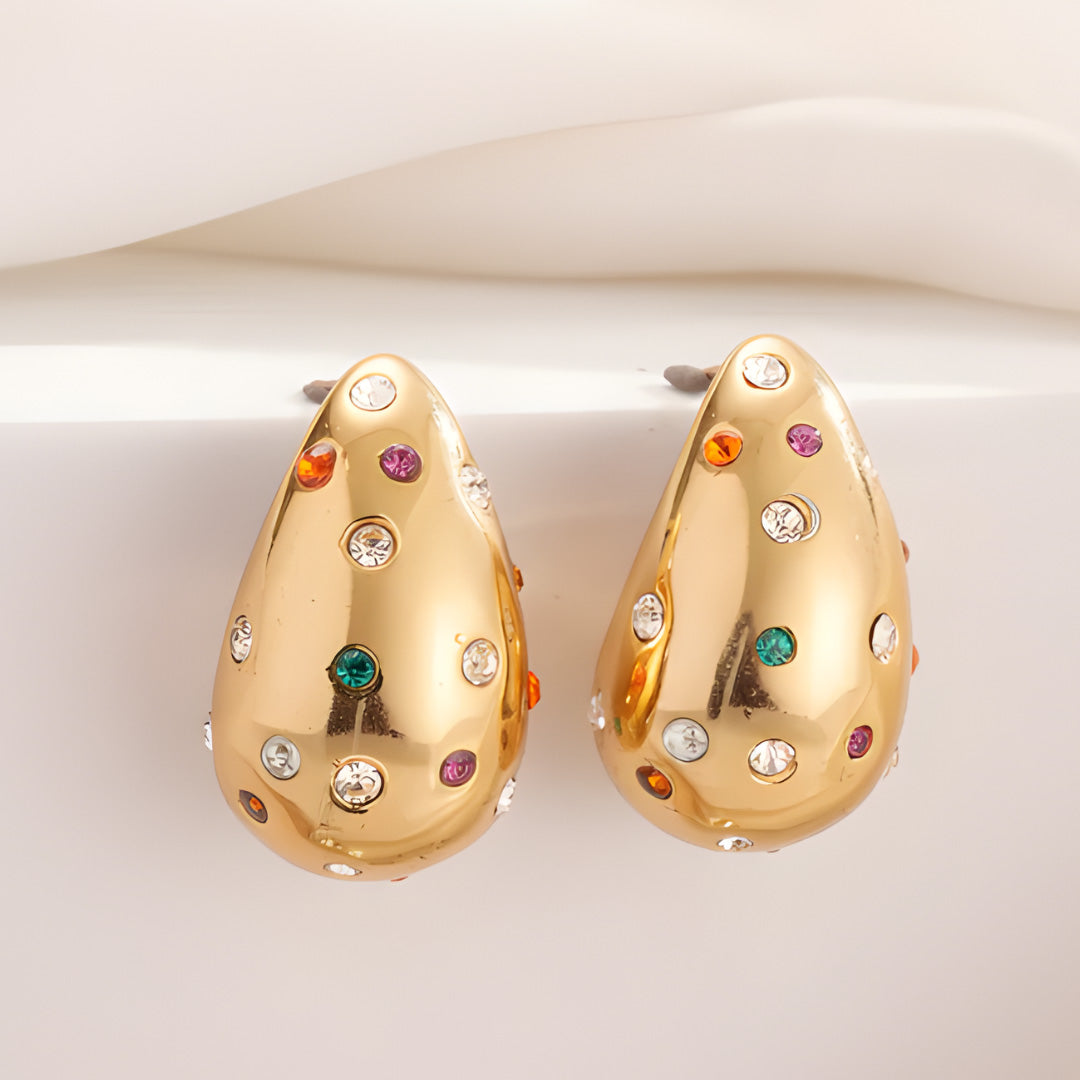 Confetti Droplet Zircon Stud Earrings