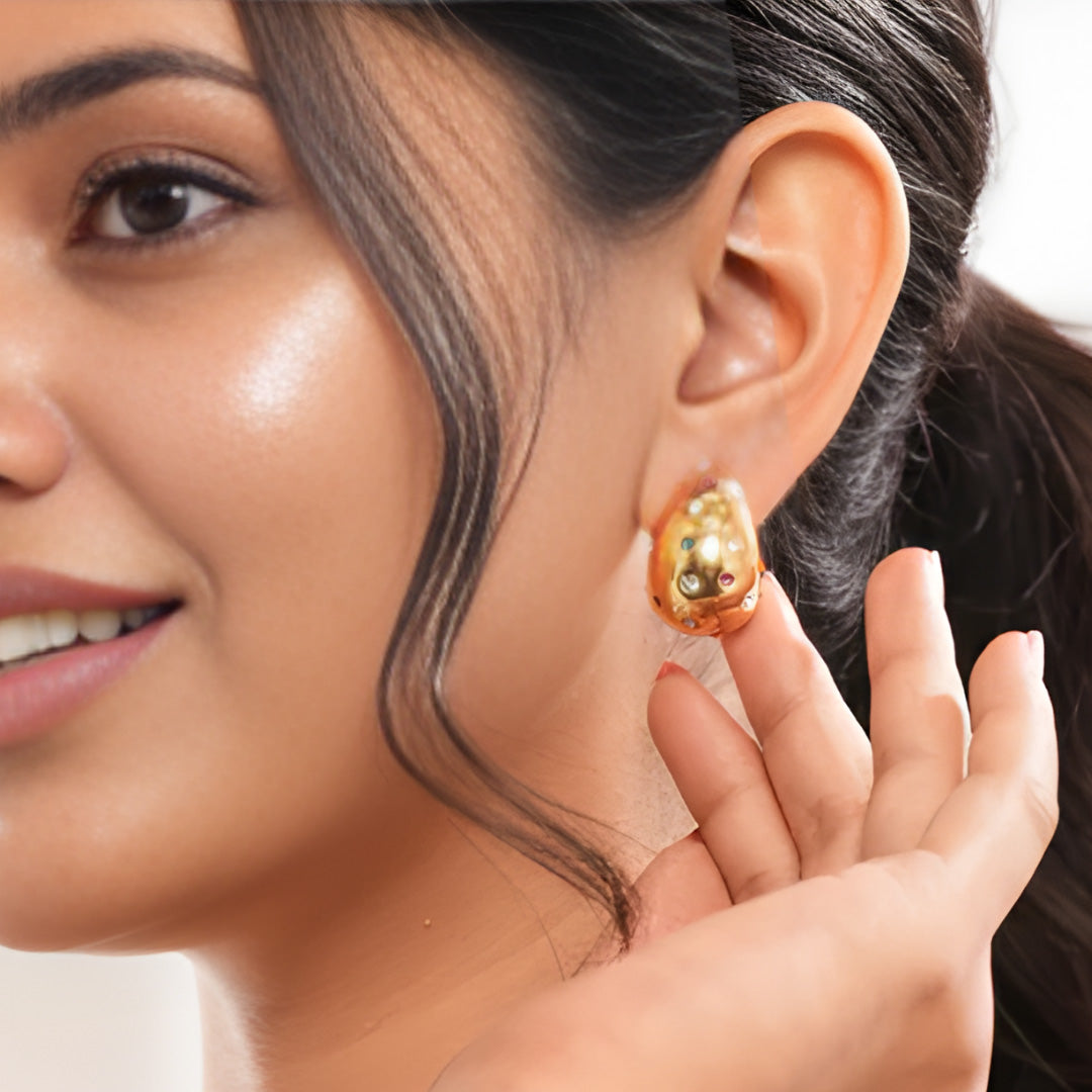 Confetti Droplet Zircon Stud Earrings
