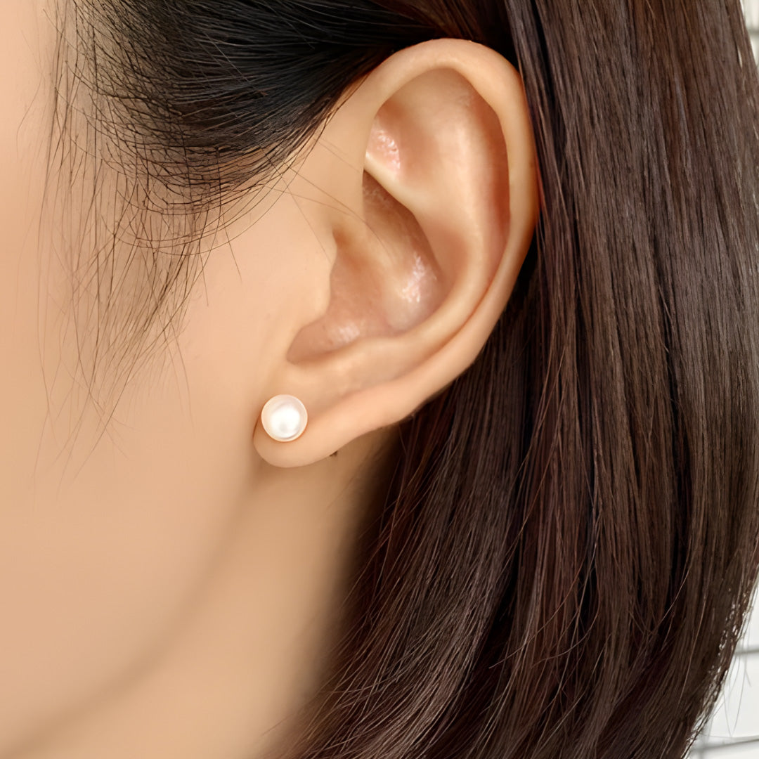 Classic Pearl Zircon Stud Earrings