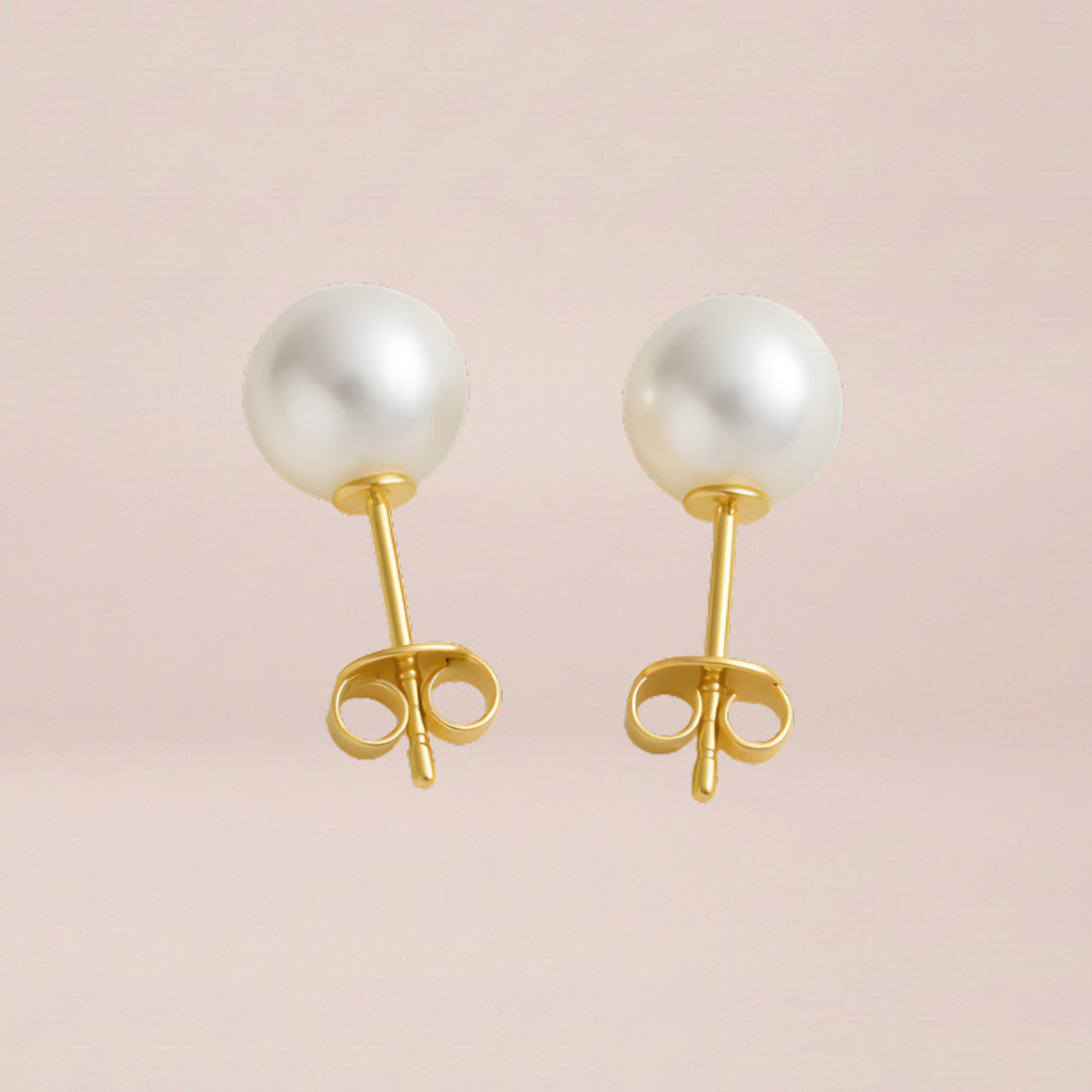 Classic Pearl Zircon Stud Earrings