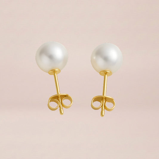 Classic Pearl Zircon Stud Earrings