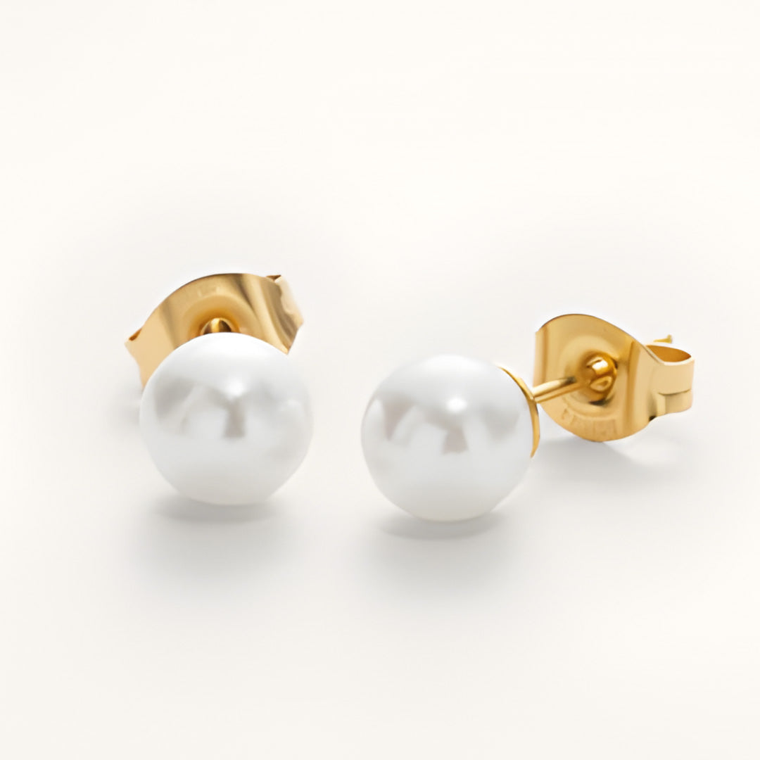 Classic Pearl Zircon Stud Earrings
